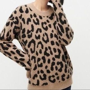 J. Crews Leopard Print Crewneck Sweater Super Soft yarn